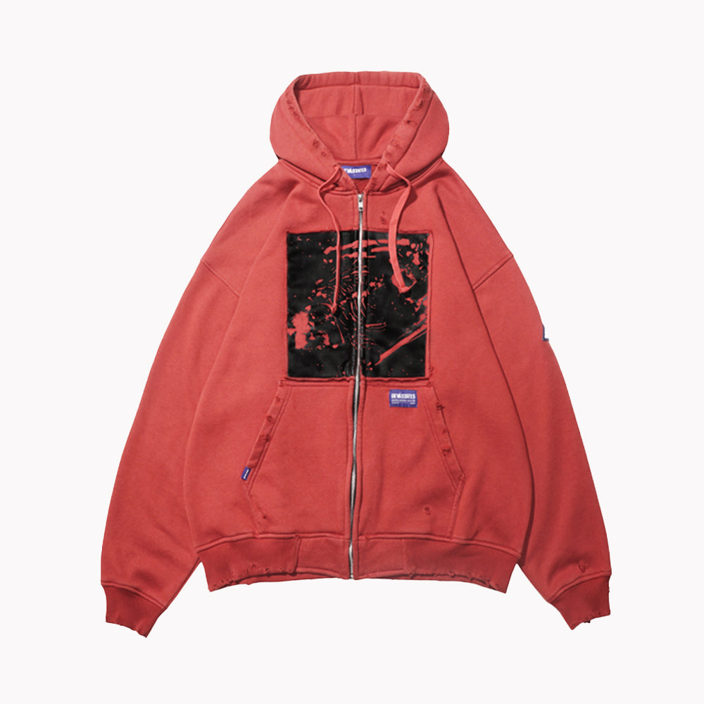 AGONY Zip-Up Hoodie [Red] – DEVÁ STATES