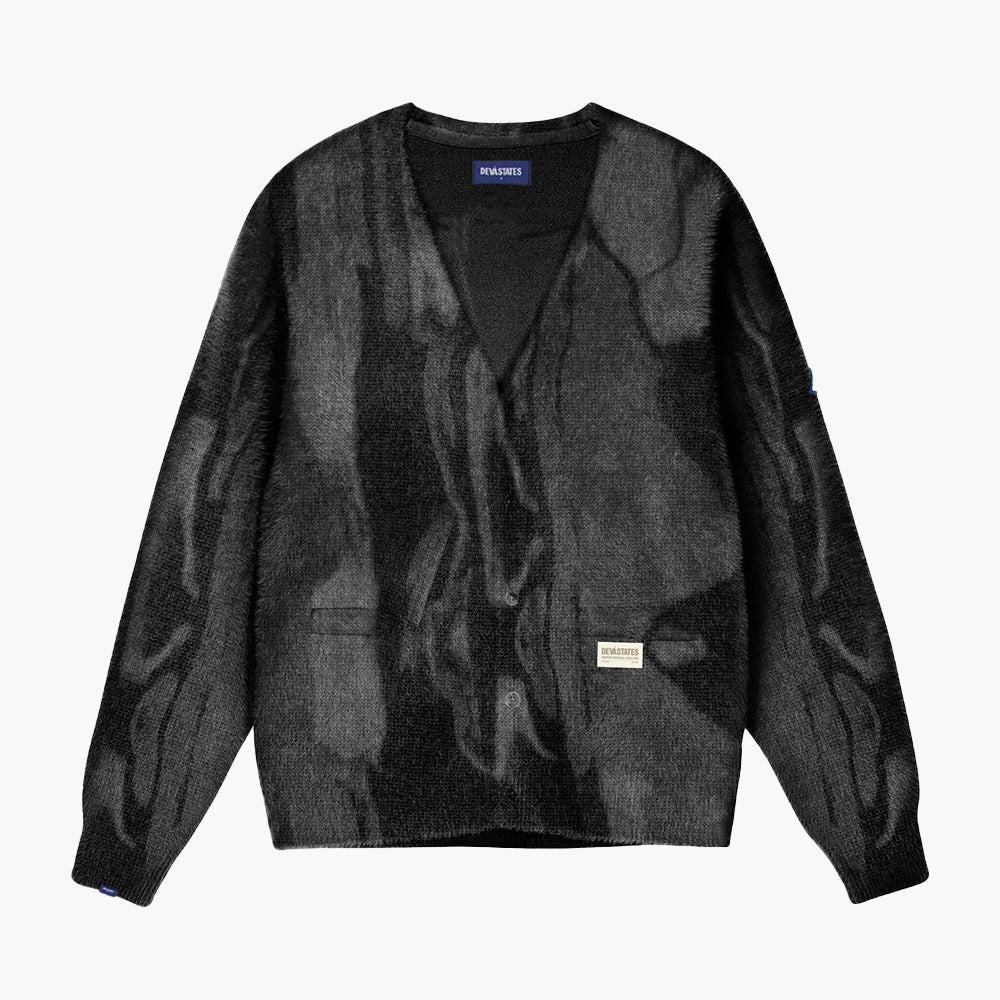 MARBLE Mohair Cardigan [Dark Grey/Multi] – DEVÁ STATES