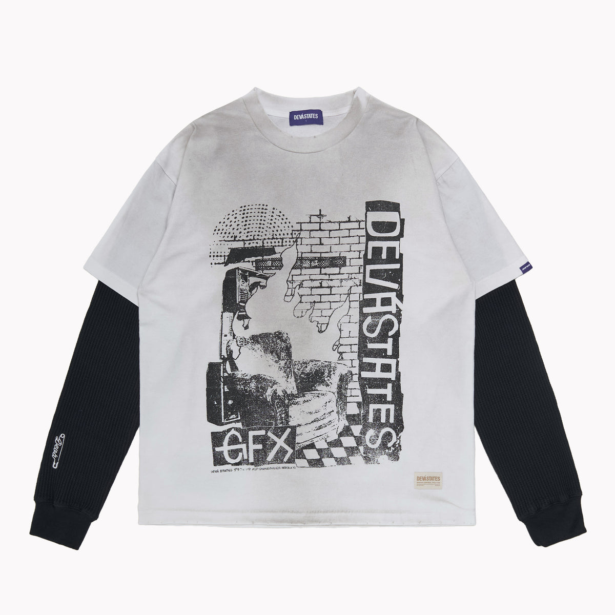 SLOWBURN L/S Layered T-Shirt [White]